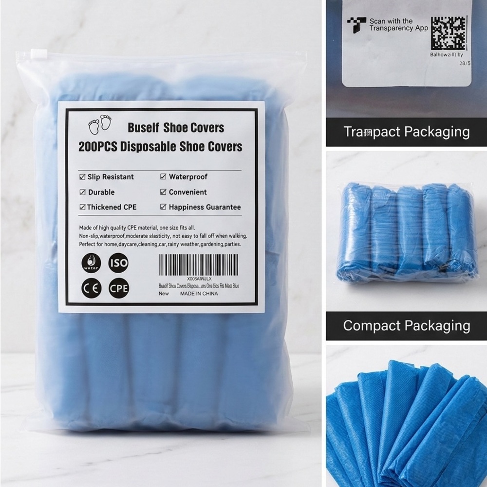 Blue Disposable Shoe Covers 200PCS